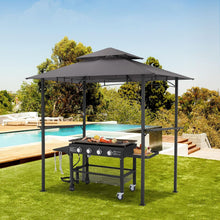 Cargar imagen en el visor de la galería, New 8&#39; x 5&#39; Outdoor Grill Gazebo Canopy, BBQ Canopy for Outdoor Grill, 2- Tier BBQ Gazebo Shelter for Patio, Backyard and More (Grey)
