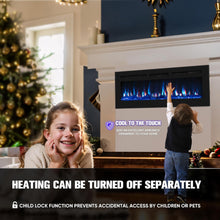 Load image into Gallery viewer, New 50&quot; Ultra-Thin Electric Fireplace Recessed and Wall Mounted with Remote Control, 12 Adjustable Color Fireplace Heater(60-99°F Thermostat), Low Noise, Timer, Child Lock
