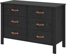 Load image into Gallery viewer, WAMPAT Black Dresser TV Stand, Wood Entertainment Center with 6 Fabric Drawers, TV Console Table for TVs up to 45 Inch, Chest of Drawers for Living Room, Bedroom, Hallway
