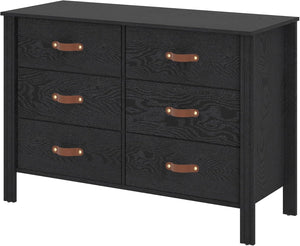 WAMPAT Black Dresser TV Stand, Wood Entertainment Center with 6 Fabric Drawers, TV Console Table for TVs up to 45 Inch, Chest of Drawers for Living Room, Bedroom, Hallway