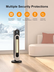Electric Space Heater for Indoor Use,29IN Space Heater for Large Room with Thermostat,Remote,12H Timer,3 Modes,Overheat & Tip-Over Protection,Oscillating Ceramic Tower Heater for Bedroom,Home