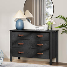 Load image into Gallery viewer, WAMPAT Black Dresser TV Stand, Wood Entertainment Center with 6 Fabric Drawers, TV Console Table for TVs up to 45 Inch, Chest of Drawers for Living Room, Bedroom, Hallway
