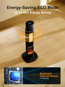 NEW 31”Tower Space Heater for Indoor Use,1500W Large Floor Portable Electric Fireplace Heater,70° Oscillating PTC Ceramic Heater with Thermostat,Remote,24H Timer for Bedroom Room Home Office Garage