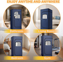Load image into Gallery viewer, Portable Steam Sauna, Sauna Box with 1200w 3L Steamer, 15 Levels of Foldable Sauna for Home, Personal Sauna with Remote Control and Folding Chair, Blue
