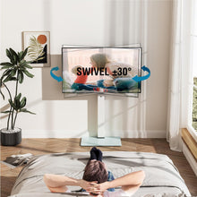 Cargar imagen en el visor de la galería, FITUEYES Swivel Floor TV Stand with Mount for TVs 37 43 50 55 60 65 70 75 Inch LCD LED Flat/Curved Screens Universal Swivel Televisions TV Mount Stand for Bedroom Living Room Black Tempered Glass Base
