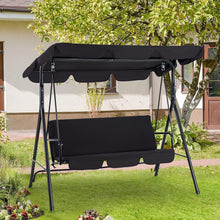 Cargar imagen en el visor de la galería, Outdoor Patio Swing Chair for Adults, 3-Seat Porch Swings with Adjustable Canopy, Outside Swing Bench with Removable Cushion, Suitable for Backyard, Garden, Yard, Poolside, Balcony (Black)
