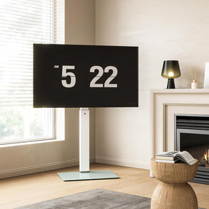 FITUEYES Swivel Floor TV Stand with Mount for TVs 37 43 50 55 60 65 70 75 Inch LCD LED Flat/Curved Screens Universal Swivel Televisions TV Mount Stand for Bedroom Living Room Black Tempered Glass Base