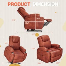 Load image into Gallery viewer, Electric Power Lift Recliner Chair with Massage for Elderly Corduroy Fabric Recliner Single Sofa with Cup Holders, Side Pockets and Remote Control for Living Room Bedroom (Leathaire, Brown)
