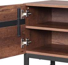 Load image into Gallery viewer, WAMPAT 2 in 1 Modern TV Stand for TVs up to 75 inch, Wood TV Entertainment Center TV Console with Storage Cabinets and Metal Base, Media TV Console for Living Room,Brown
