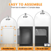 Load image into Gallery viewer, New 2 Person Portable Steam Sauna for Home, 1 or 2 Person Full Body Home Spa with 2 Foldable Chairs,9 Levels of Sauna Box with Remote Control, (Black, Large)
