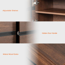 Load image into Gallery viewer, WAMPAT 2 in 1 Modern TV Stand for TVs up to 75 inch, Wood TV Entertainment Center TV Console with Storage Cabinets and Metal Base, Media TV Console for Living Room,Brown
