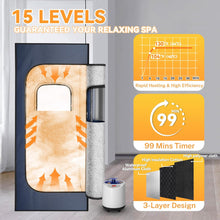 Load image into Gallery viewer, Portable Steam Sauna, Sauna Box with 1200w 3L Steamer, 15 Levels of Foldable Sauna for Home, Personal Sauna with Remote Control and Folding Chair, Blue
