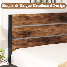 Load image into Gallery viewer, Queen Bed Frame with Headboard and Footboard, Metal Queen Bed Frame with Under-Bed Storage, All-Metal Support System, No Box Spring Needed, Easily Assemble, Rustic Brown
