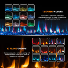 Load image into Gallery viewer, New 60&quot; Ultra-Thin Electric Fireplace Recessed and Wall Mounted with Remote Control, 12 Adjustable Color Fireplace Heater(60-99°F Thermostat), Low Noise, Timer, Child Lock
