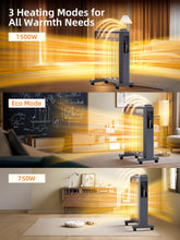 Load image into Gallery viewer, Uthfy 25&quot; Space Heaters for Indoor Use, Whole Room Electric Heater for Large Room, 1500W Quiet Mica Convection Heater with Thermostat, ECO, Remote, Wheel, 12H Timer, Tip-Over &amp; Overheat Protection

