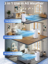 Load image into Gallery viewer, Uthfy 3 IN 1 Swamp Cooler Air Conditioner, 32&quot; Portable AC with 4.2 Gal Water Tank, 4 Ice Packs, Remote, 4 Mode, 3 Speed, 120° Oscillation, 12 H Timer, Evaporative Air Cooler for Indoor Room, Bedroom
