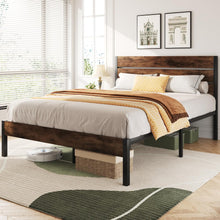 Load image into Gallery viewer, Queen Bed Frame with Headboard and Footboard, Metal Queen Bed Frame with Under-Bed Storage, All-Metal Support System, No Box Spring Needed, Easily Assemble, Rustic Brown
