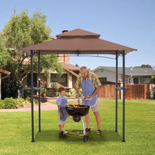 Cargar imagen en el visor de la galería, New 8&#39; x 5&#39; Outdoor Grill Gazebo Canopy, BBQ Canopy for Outdoor Grill, 2- Tier BBQ Grill Gazebo Shelter for Patio, Backyard and More (Brown)
