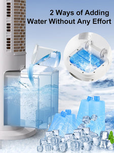 Uthfy 40" Cooling Fans That Blow Cold Air, Portable Evaporative Air Cooler with Remote, 12H Timer, 120°Oscillation, 4 Mode, Easy Cleaning, Swamp Cooler Windowless Air Conditioner for Bedroom