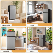 Load image into Gallery viewer, New 4.5 Cu.Ft Mini Fridge with Freezer, Small Fridge with 2 Doors for Office, Kitchen, Dorm and Bedroom, Mini Refrigerator with Adjustable Shelves (Silver)
