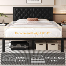 Load image into Gallery viewer, Queen Bed Frame with Headboard PU Leather Upholstered Bed Frame Platform,All Metal Slats Support Platform Bed Frame with Storage Space,Easy Assembly,Noise Free,No Box Spring Needed,Black
