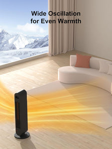 Electric Space Heater for Indoor Use,29IN Space Heater for Large Room with Thermostat,Remote,12H Timer,3 Modes,Overheat & Tip-Over Protection,Oscillating Ceramic Tower Heater for Bedroom,Home