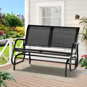 Outdoor Glider Bench for Outside Patio Porch Glider Swing Loveseat Gliders Rocking Chair with High Backrest for Garden Poolside Backyard