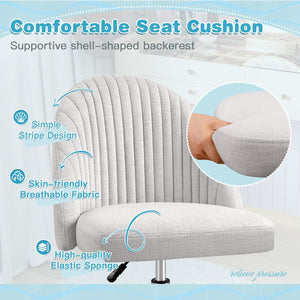 Office Chair Armless Cute Desk Chair Modern Adjustable Swivel Padded Fabric Vanity Task Computer Chair Home Office Desk Chairs with Wheels
