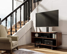 Cargar imagen en el visor de la galería, FITUEYES TV Stand with Mount for 32-70 inch TVs, Swivel Floor Entertainment Center with Wood Console Holds Up to 110 Pounds For Living Room, Bedroom (Walnut Television Stands)
