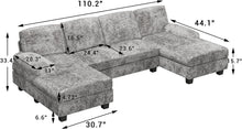 Load image into Gallery viewer, Convertible Sectional Sofa Couch, 4 Seat Sofa Set for Living Room U-Shaped Modern Fabric Modular Sofa Sleeper with Double Chaise &amp; Memory Foam (Grey)
