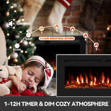 Load image into Gallery viewer, New 50&quot; Ultra-Thin Electric Fireplace Recessed and Wall Mounted with Remote Control, 12 Adjustable Color Fireplace Heater(60-99°F Thermostat), Low Noise, Timer, Child Lock
