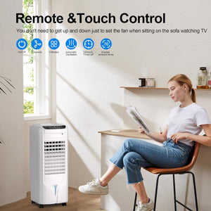 Uthfy 3 IN 1 Swamp Cooler Air Conditioner, 32" Portable AC with 4.2 Gal Water Tank, 4 Ice Packs, Remote, 4 Mode, 3 Speed, 120° Oscillation, 12 H Timer, Evaporative Air Cooler for Indoor Room, Bedroom