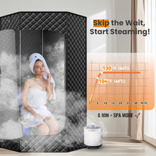 Load image into Gallery viewer, Portable Large Home Steam Sauna with 3L High Capacity Steamer, Personal Sauna Tent with Remote Control, 15 Levels Sauna Box with Folding Chair (Black, Large)
