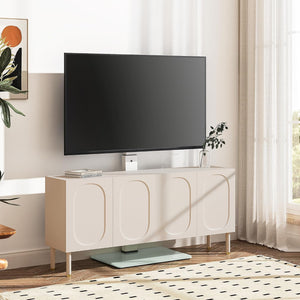 FITUEYES Swivel Floor TV Stand with Mount for TVs 37 43 50 55 60 65 70 75 Inch LCD LED Flat/Curved Screens Universal Swivel Televisions TV Mount Stand for Bedroom Living Room Black Tempered Glass Base