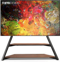 Cargar imagen en el visor de la galería, FITUEYES Design Large TV Floor Stand for 75 77 85 86 90 100 Inch TVs, Heavy Duty TV Stand Mount with Large Wood Entertainment Shelf, Modern Living Room Television Stands, Up to 187 lbs, Eiffel Series
