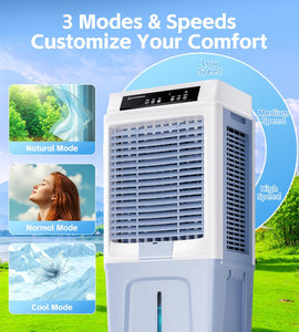 Uthfy 43" Swamp Cooler, 3900CFM Evaporative Air Cooler with 10.6 Gal Water Tank, Remote, 120° Oscillation, 3 Speeds, Portable Cooling AC Fan, Outdoor Air Conditioner for Patio Garage Commercial Use