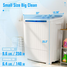 Load image into Gallery viewer, Portable Washing Machine with Longer Hose, 16lbs Twin Tub Washer Mini Compact Laundry Washing Machine with Drain Pump, Semi-automatic Washer Combo for Dorms, Apartments, Blue
