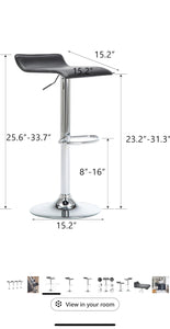 Black Vinyl Adjustable Swivel Bar Stools