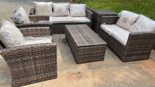 Cargar imagen en el visor de la galería, NEW 7 Seats Patio Furniture Set with Two Storage Boxes, Outdoor Rattan Conversation Set，All-Weather PE Wicker Sectional Sofa Outdoor Furniture for Garden, Backyard, Deck, Brown Rattan&amp;Beige
