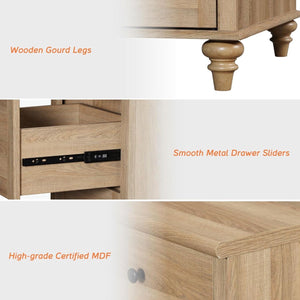 New WAMPAT Dressers Set of 2 for Bedroom with 6 Drawers, Oak Kids Dressers with Wide Chest of Drawers, Mid Century Modern Wooden Closet Storage Organizer, Large Wood Dressers for Living Room, Nursery, Hallway