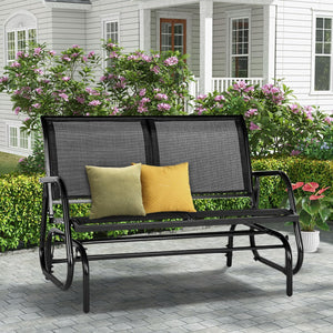 Outdoor Glider Bench for Outside Patio Porch Glider Swing Loveseat Gliders Rocking Chair with High Backrest for Garden Poolside Backyard