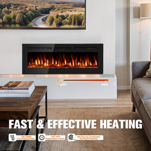 Load image into Gallery viewer, New 60&quot; Ultra-Thin Electric Fireplace Recessed and Wall Mounted with Remote Control, 12 Adjustable Color Fireplace Heater(60-99°F Thermostat), Low Noise, Timer, Child Lock
