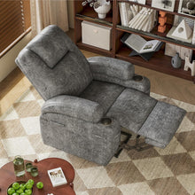 Load image into Gallery viewer, Electric Power Lift Recliner Chair with Massage for Elderly Corduroy Fabric Recliner Single Sofa with Cup Holders, Side Pockets and Remote Control for Living Room Bedroom (Leathaire, Light Gray)
