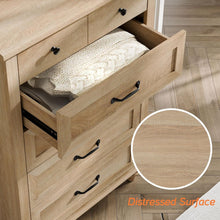 Load image into Gallery viewer, WAMPAT Oak Dresser for Bedroom with 5 Drawers, Tall Kids Dressers with Wide Chest of Drawers, Mid Century Modern Wooden Closet Storage Organizer, Small Dressers for Nursery, Living Room, Hallway
