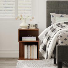 Load image into Gallery viewer, Tokyo S Minimalist 3 Tier End Table - Minimalist 3-Tier Wood Nightstand for Small Spaces with Open Storage - Japanese-Inspired Bedside Table for Bedroom (Oak)
