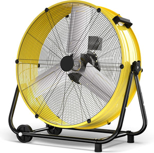 Uthfy 24 Inch Heavy Duty Industrial Drum Fan, 320W High Velocity Floor Fan with 3 Speeds, 360° Tilt Metal Garage Fan for Warehouse, Commercial, Workshop, Factory and Basement