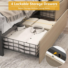 Load image into Gallery viewer, Queen Bed Frame with 2-Tier Storage Headboard, Metal Platform Bed Frame with 4 Storage Drawers, Built in Charging Station &amp; LED, Noise-Free/Metal Support/No Box Spring Needed, Beige
