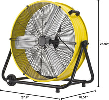 Load image into Gallery viewer, Uthfy 24 Inch Heavy Duty Industrial Drum Fan, 320W High Velocity Floor Fan with 3 Speeds, 360° Tilt Metal Garage Fan for Warehouse, Commercial, Workshop, Factory and Basement
