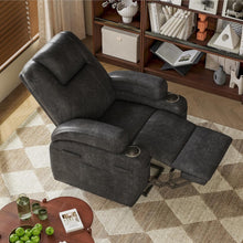 Load image into Gallery viewer, Electric Power Lift Recliner Chair with Massage for Elderly Corduroy Fabric Recliner Single Sofa with Cup Holders, Side Pockets and Remote Control for Living Room Bedroom (Leathaire, Dark Gray)
