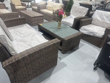 Cargar imagen en el visor de la galería, New 4 Pieces Oversized Wicker Patio Furniture Set, Outdoor Conversation Set,with Loveseat and Coffee Table, Extra Large Seat with Thicken Cushion for Backyard Poolside, Grey
